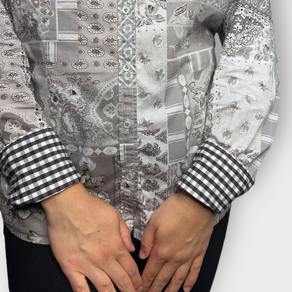 Van Laack Western Paisley & Checkered Button Down Blouse - Picture 6 of 7